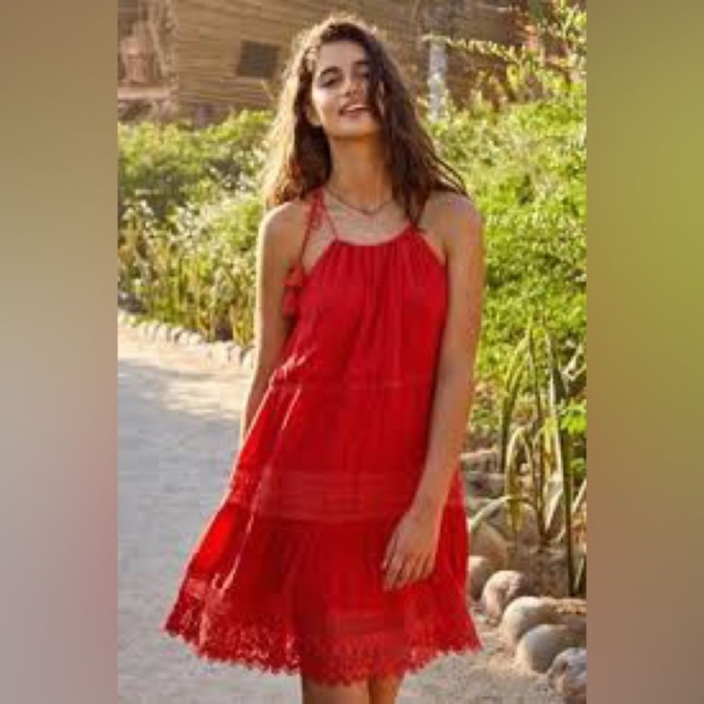 ANTHROPOLOGIE M Kimchi Blue Boho Summer Dress La Palma Crochet Inset Lined Dress - Picture 11 of 11